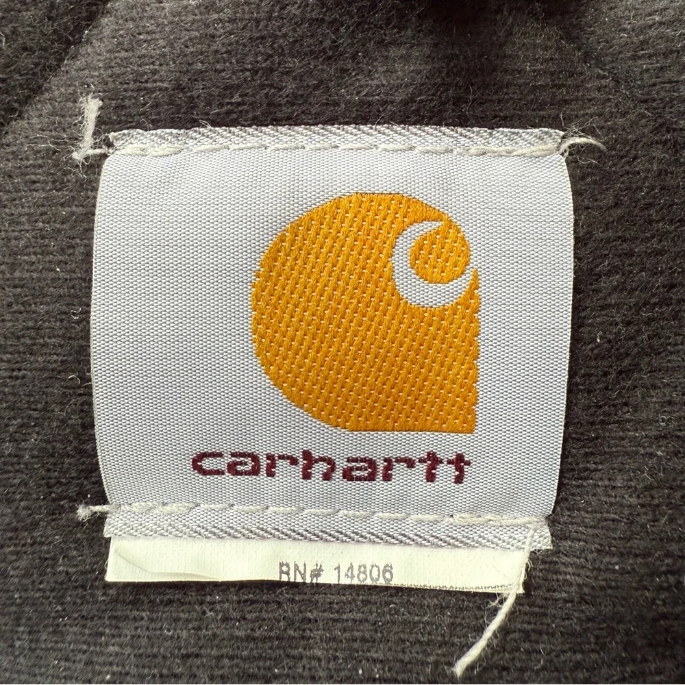 Carhartt Jacket Hooded Quilted‎ Black RN# 14806 Size 2XL XXL Heavy Thick Co Logo
